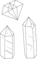 Geometric representation of crystals in black and white vector or color illustration