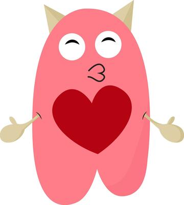 Emoji of a cute smiling monster vector or color illustration