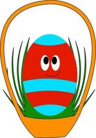 Emoji of a colorful smiling chicken egg vector or color illustration