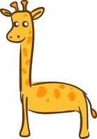 Drawing of a cute brown giraffe set on isolated white background viewed from the side vector or color illustration