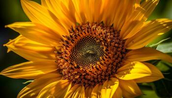 AI generated Sunflower, nature vibrant beauty, blossoms brightly in the summer meadow generated by AI photo