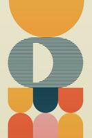 Abstract Geometric Bauhaus Wall Decoration Poster. Mid Century Modern Wall Art vector