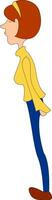 un color ilustración de un mujer vistiendo amarillo parte superior y azul pantalón, vector o color ilustración.