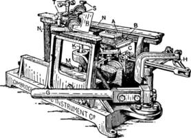 Large Sliding Microtome for Slicing Microscope Samples vintage illustration. vector