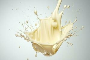 AI generated A splash of milk is isolated on a white background. photo