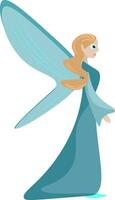 Painting of a fairy set isolated white background viewed from the side vector or color illustration