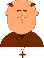 Clipart of a Christian monk over white background viewed from the front, vector or color illustration