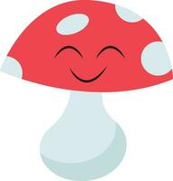 Emoji of a smiling mushroom set isolated on white background viewed from the front, vector or color illustration