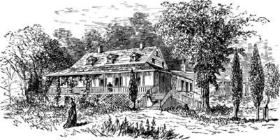 Van Cortland Manor House vintage illustration. vector