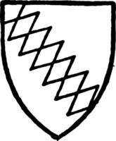 Ralegh bore Gules a bend indented or engrailed vintage engraving. vector
