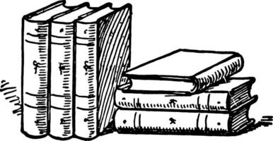 Six Books or collections of books vintage engraving. vector