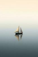 Minimalist photo a ship on sea