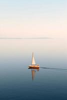 Minimalist photo a ship on sea