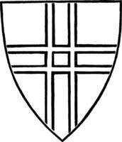 Cross Double to Parted used as a charge in a coat of arms vintage engraving. vector