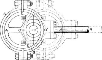 Shaft in an Eccentric Motion from Steam Engine vintage illustration. vector