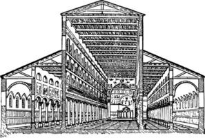 Basilica as the tribunal chamber of a king vintage engraving. vector