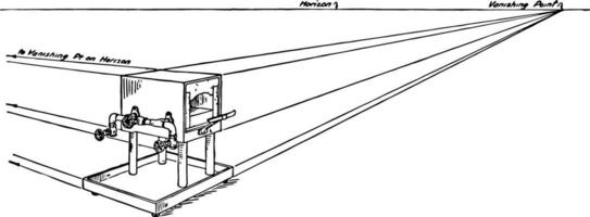 perspectiva contorno de objeto, superficie transparente, Clásico grabado. vector