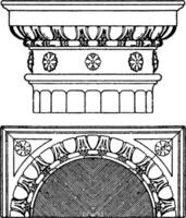 Doric Capital, supports,  vintage engraving. vector