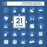 Icon Set islamic. related to islamic symbol. long shadow style. simple design editable. simple illustration vector