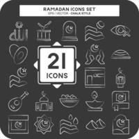 Icon Set islamic. related to islamic symbol. chalk Style. simple design editable. simple illustration vector