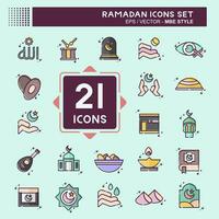 Icon Set islamic. related to islamic symbol. MBE style. simple design editable. simple illustration vector