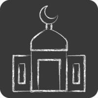 Icon Mosque. related to Ramadan symbol. chalk Style. simple design editable. simple illustration vector