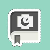 Sticker line cut Quran. related to Ramadan symbol. simple design editable. simple illustration vector