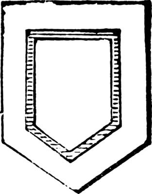 Orle has a subordinate ordinary composed of double lines, vintage engraving.