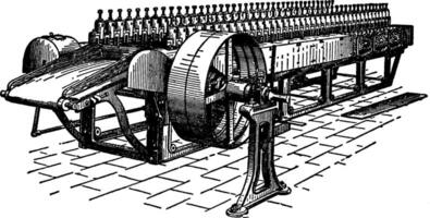 Jute Softening Machine, vintage illustration. vector