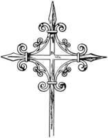 Medieval Steeple Cross vintage illustration. vector