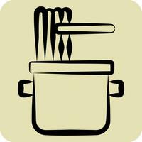 icono fideos. relacionado a Cocinando símbolo. mano dibujado estilo. sencillo diseño editable. sencillo ilustración vector
