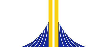 abstract yellow tower and blue bridge background vector