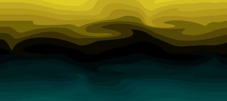 abstract dark green yellow deep ocean waves background vector