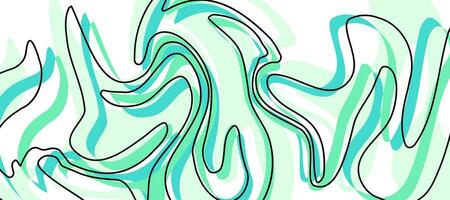 abstract green water liquid with black outlines background vector