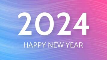 2024 Happy New Year background.  Modern greeting banner template with white 2024 New Year numbers on purple abstract background with lines. Vector illustration