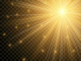 Sunlight on a background. Isolated yellow rays of light. Vector illustration