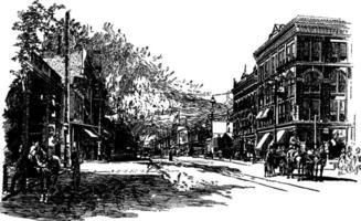 Street Scene in Wichita, vintage illustration. vector