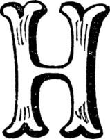 Decorative Letter H, vintage illustration vector