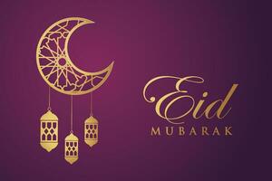 Vector Eid Mubarak Islamic New Year background with candles and moon