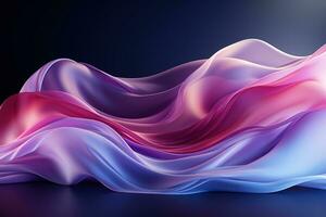 AI generated Abstract fluid 3d render holographic iridescent neon curved wave in motion dark background. Gradient design element for banners, backgrounds, wallpapers and covers. photo