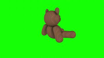 3d Renderização do brinquedo Urso em verde tela video