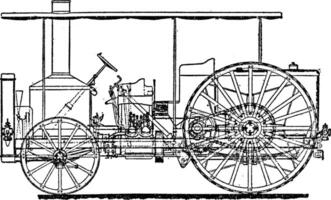 Colonel Crompton Superheated Steam Tractor, vintage illustration. vector