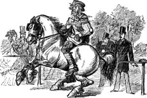 Man on Horse, vintage illustration vector