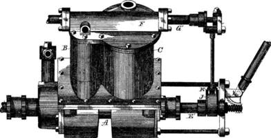Vapor Emission Engine, vintage illustration. vector