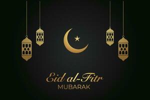 Vector Eid Mubarak Islamic New Year background with candles and moon