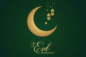 Vector Eid Mubarak Islamic New Year background with candles and moon