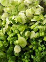 Green onions. Chopped green onions. Chopped onions for salad photo