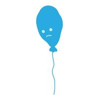 Deflated balloon with sad face in trendy blue shades. Happy Blue Monday greetings design concept vector