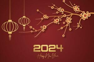 Chinese Lunar New Year festival 2024 celebration, Happy New Year background decorative elements. vector