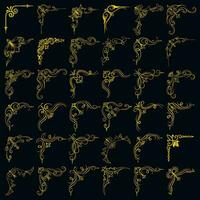 Gold vector illustration of decorative corner frame set. Hand Draw of Corner frame Different Shape golden corner frames vintage frame decoration, Gold floral ornaments.